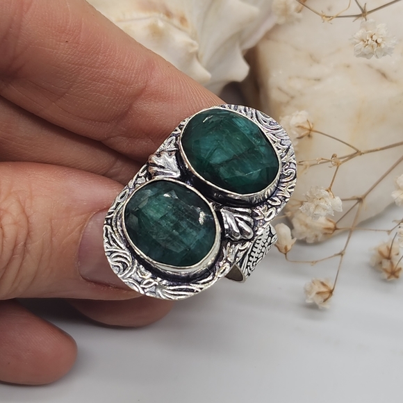 Silver 925 Ring Natural Jade Stone - Picture 6 of 12